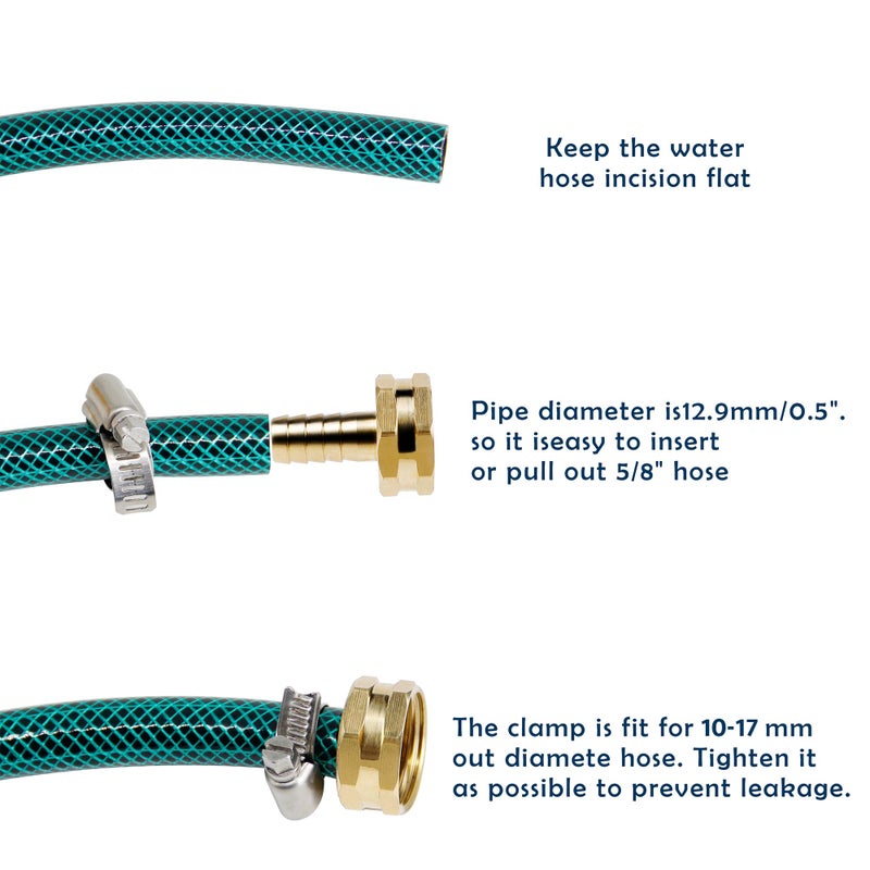 Twinkle Star Garden Hose Repair Connector with Clamps, Male and Female Garden Hose Fittings, 3 Set - Image 3